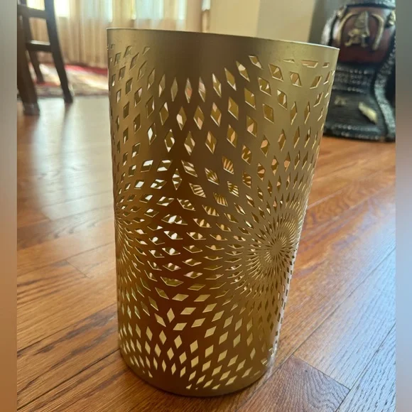 Gold punched metal lantern 10” - Picture 2 of 4